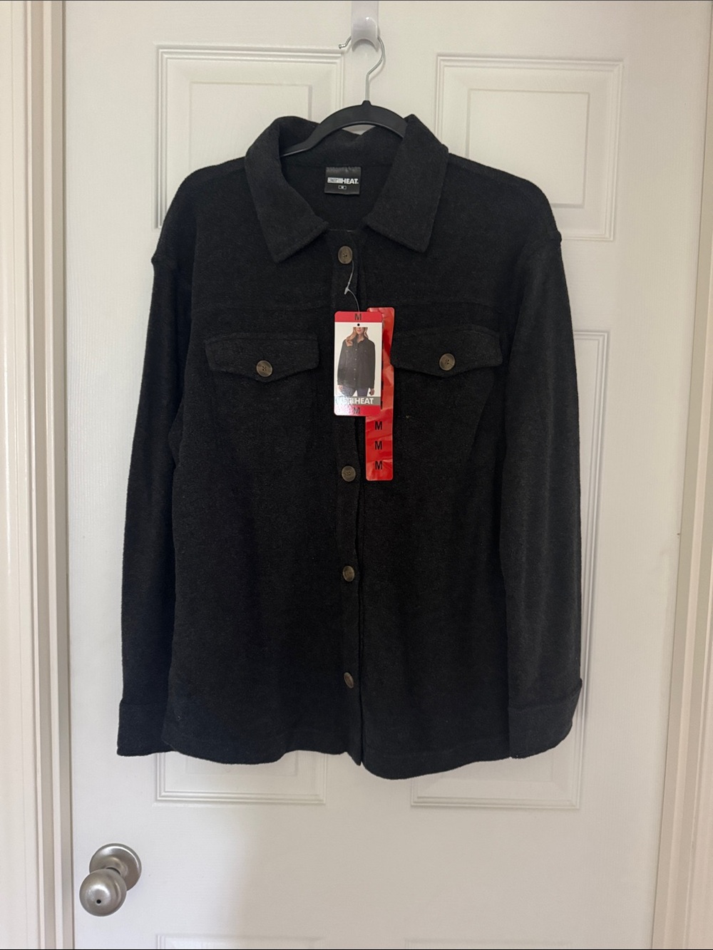 32 Degrees Black Button-Down Shirt Jacket